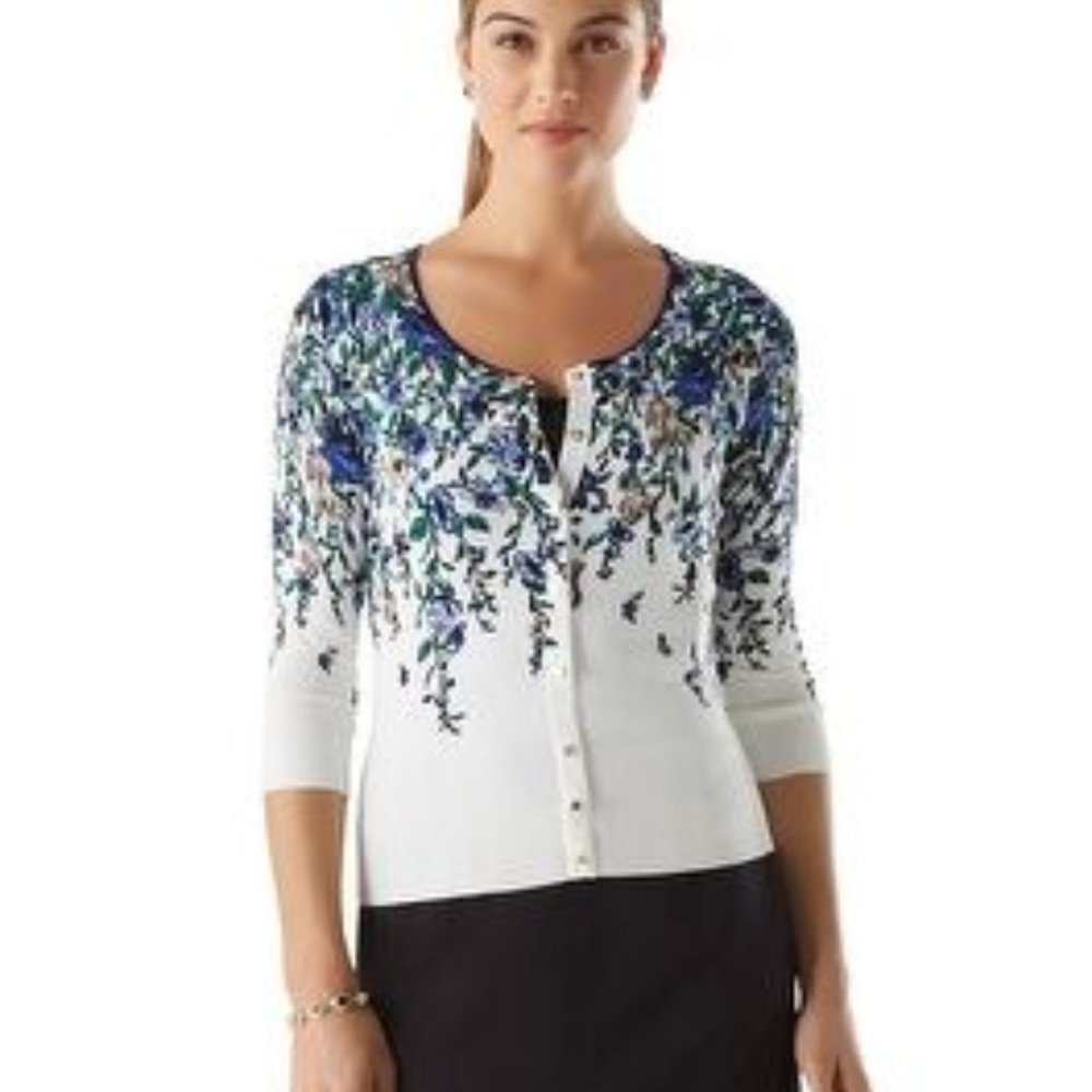 White House Black Market Floral Cardigan
